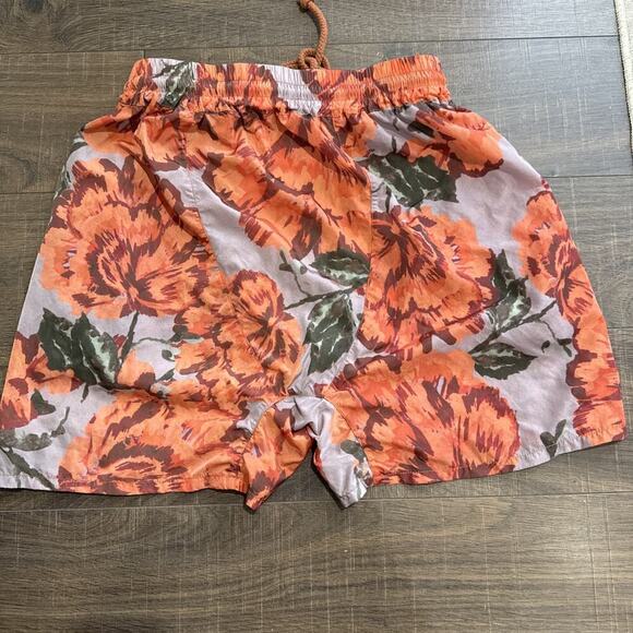 Free People Movement Nylon 5" Floral Shorts Red Drawstring - Medium Womens - Picture 5 of 5